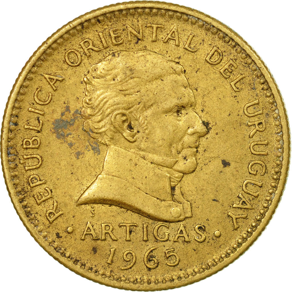 Coin, Uruguay, 10 Pesos, 1965, Santiago, EF(40-45), Aluminum-Bronze, KM:48