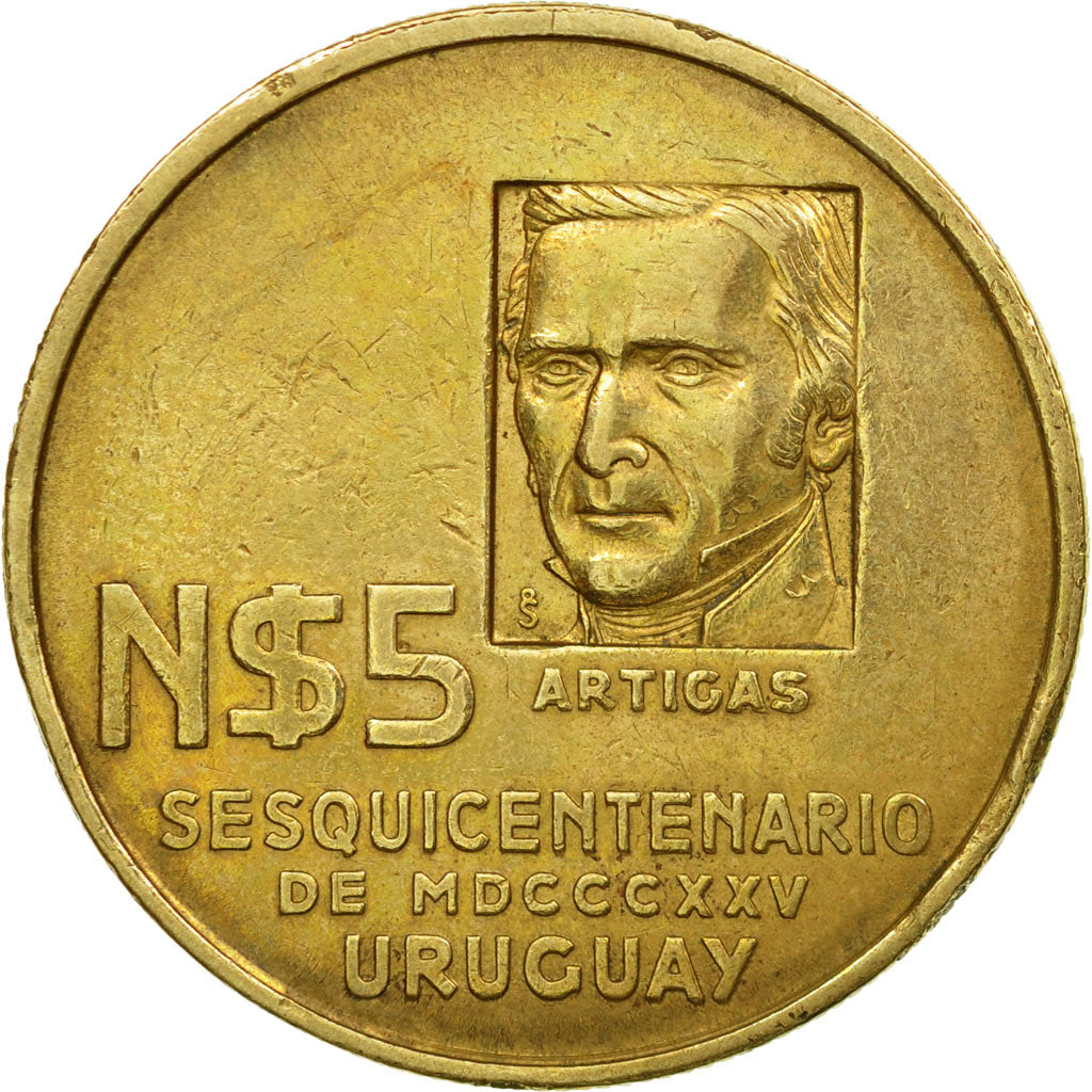 Coin, Uruguay, 5 Nuevos Pesos, 1975, Santiago, EF(40-45)