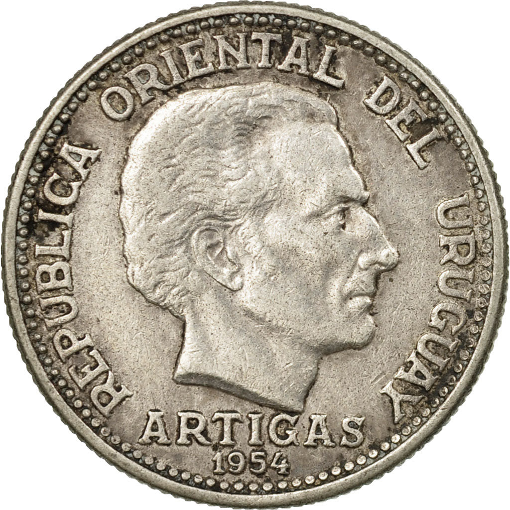 Coin, Uruguay, 20 Centesimos, 1954, Utrecht, EF(40-45), Silver, KM:36