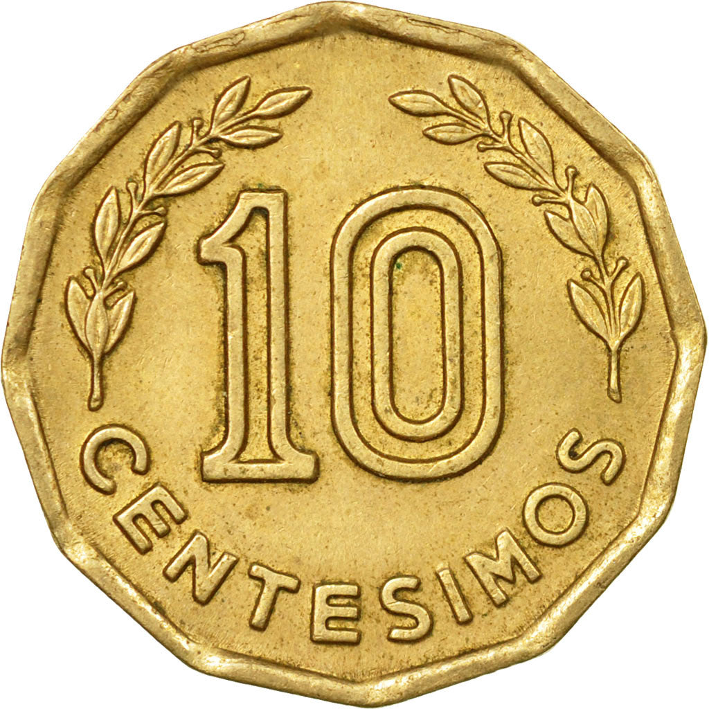 Coin, Uruguay, 10 Centesimos, 1976, Santiago, EF(40-45), Aluminum-Bronze, KM:66