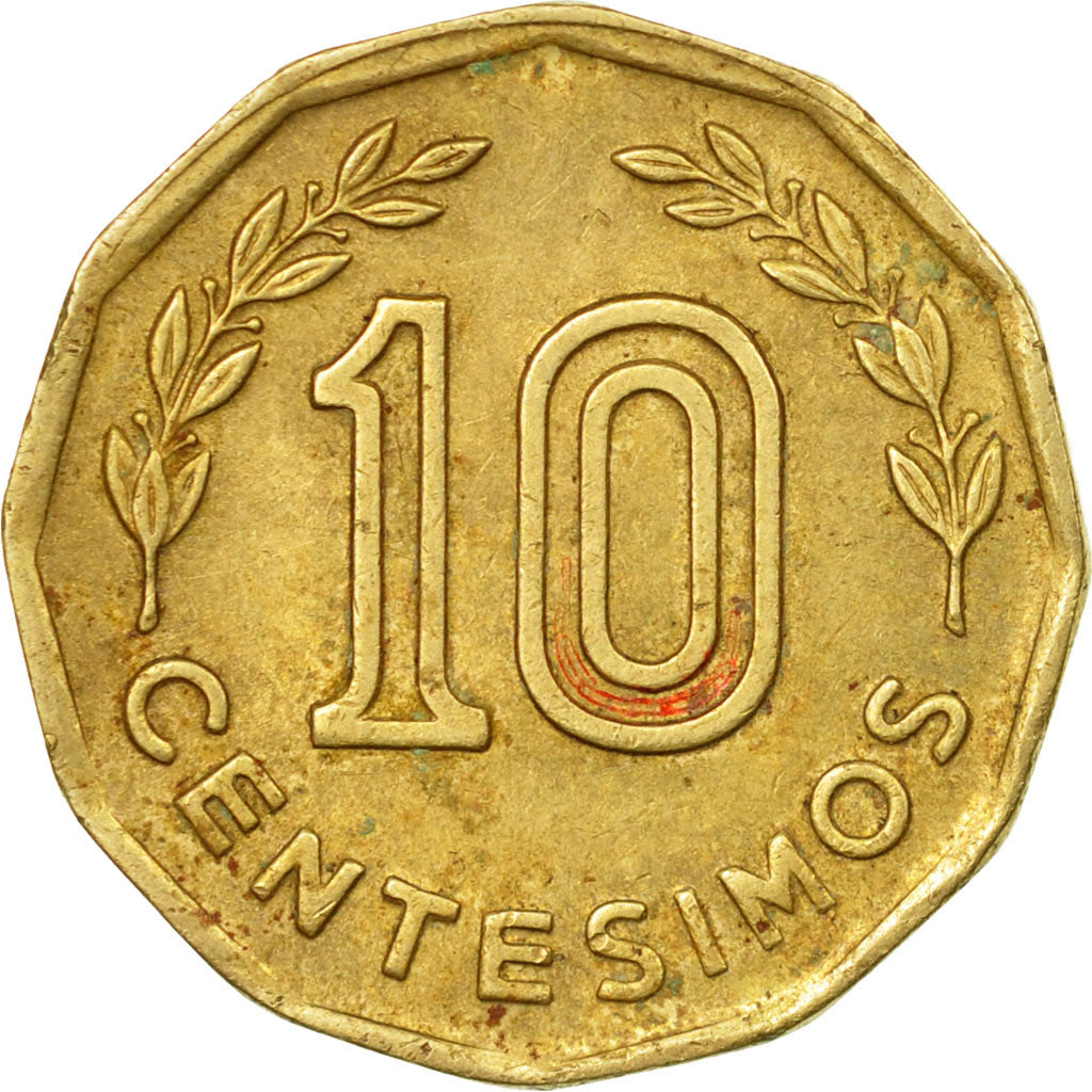 Coin, Uruguay, 10 Centesimos, 1981, Santiago, EF(40-45), Aluminum-Bronze, KM:66
