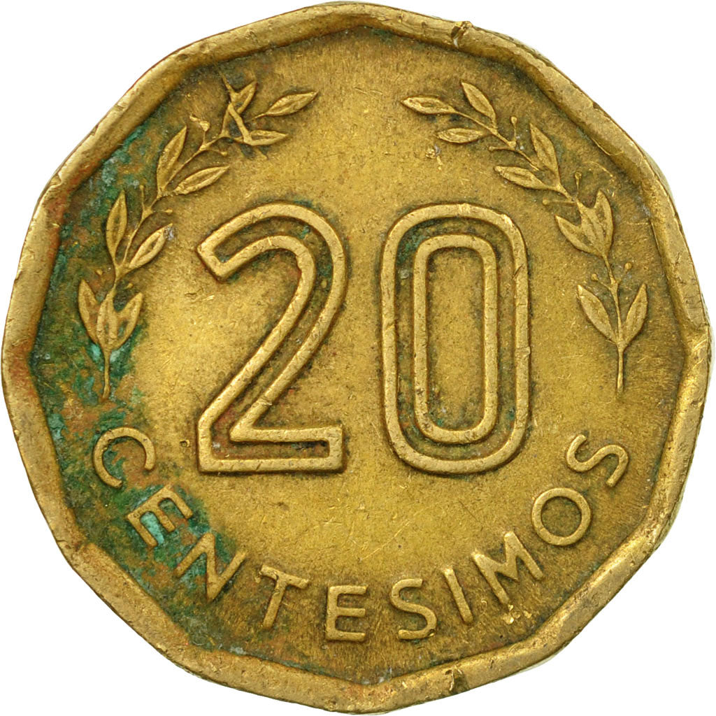 Coin, Uruguay, 20 Centesimos, 1976, Santiago, EF(40-45), Aluminum-Bronze, KM:67