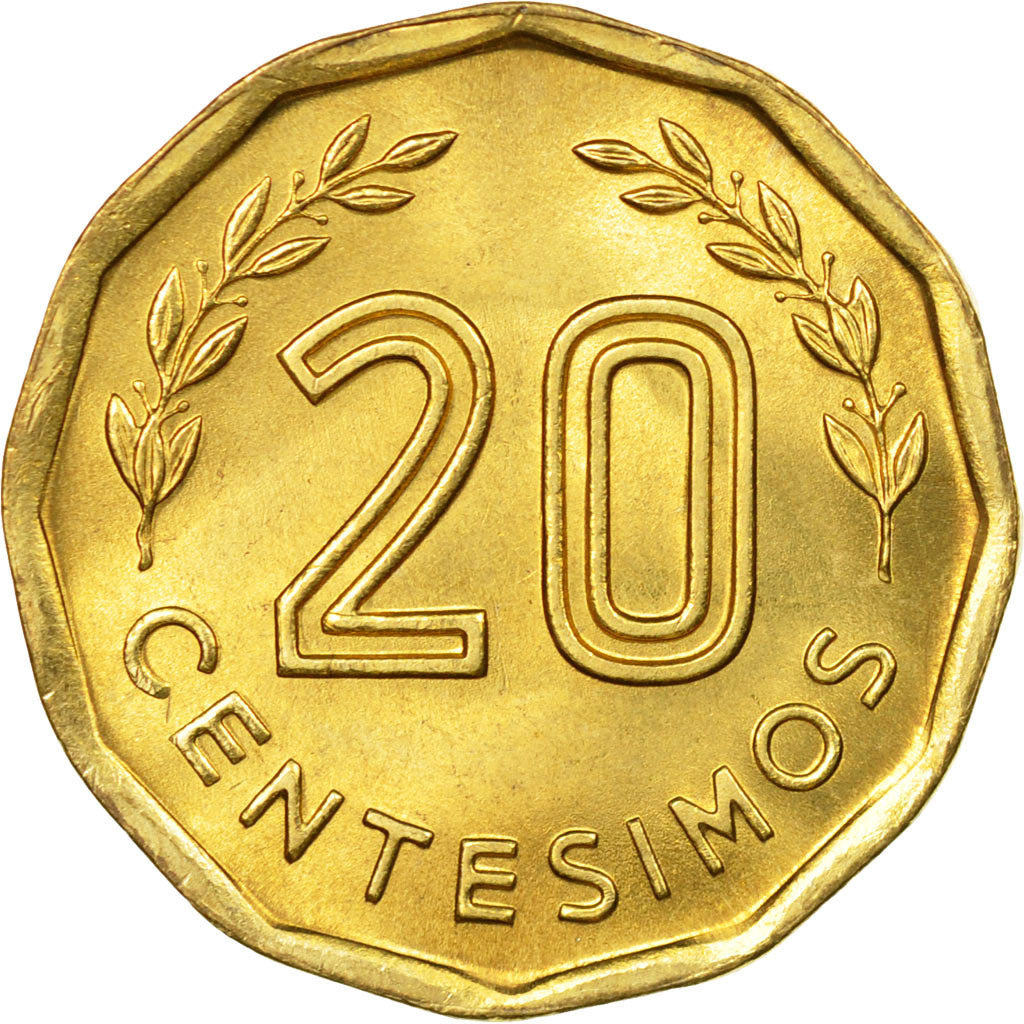 Coin, Uruguay, 20 Centesimos, 1981, Santiago, AU(55-58), Aluminum-Bronze, KM:67