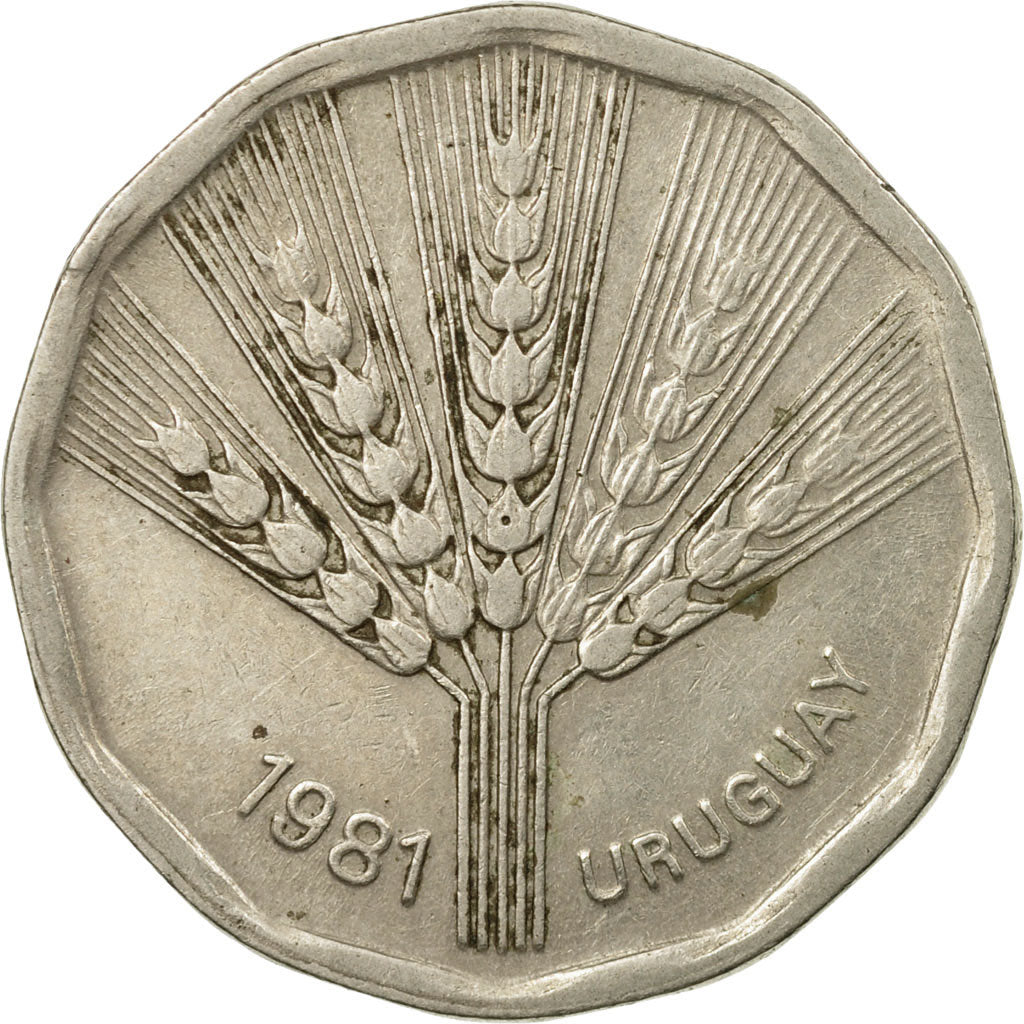Coin, Uruguay, 2 Nuevos Pesos, 1981, EF(40-45), Copper-Nickel-Zinc, KM:77