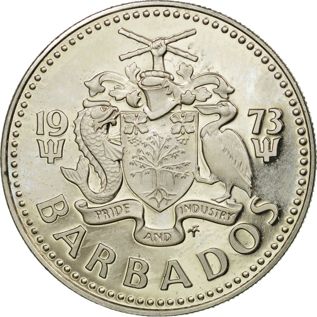 Coin, Barbados, 25 Cents, 1973, Franklin Mint, AU(55-58), Copper-nickel, KM:13