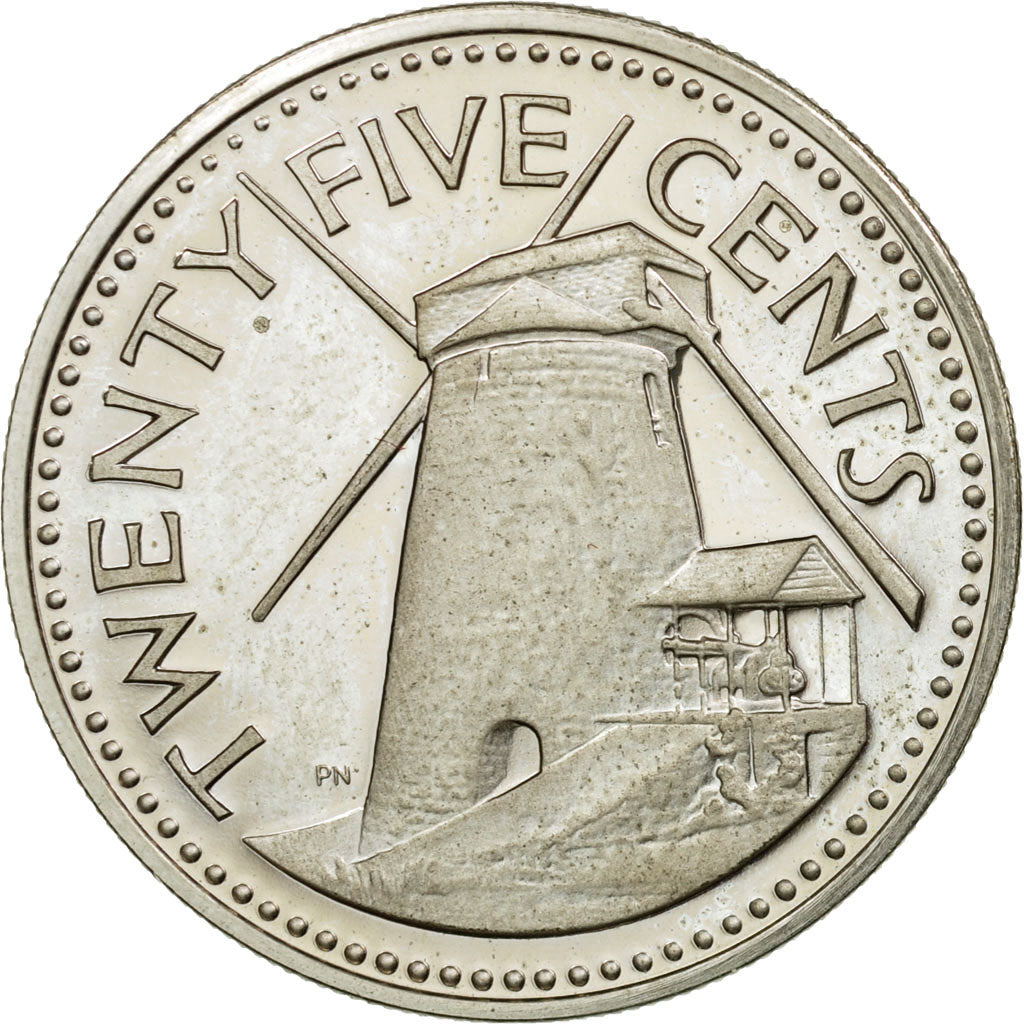 Coin, Barbados, 25 Cents, 1973, Franklin Mint, AU(55-58), Copper-nickel, KM:13