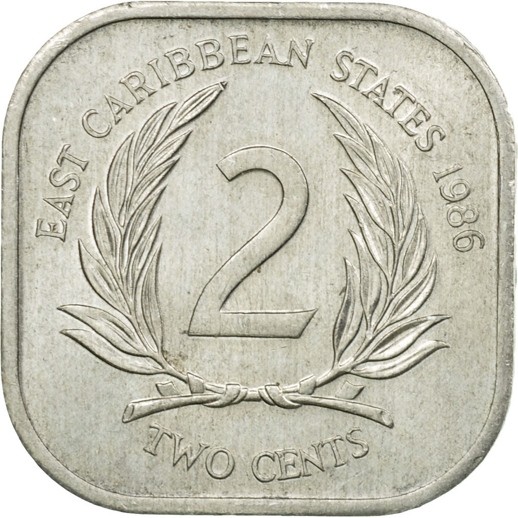 Coin, East Caribbean States, Elizabeth II, 2 Cents, 1986, EF(40-45), Aluminum