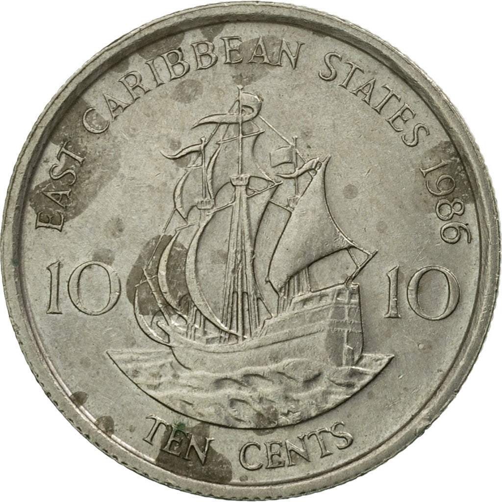 Monnaie, Etats des caraibes orientales, Elizabeth II, 10 Cents, 1986, TTB