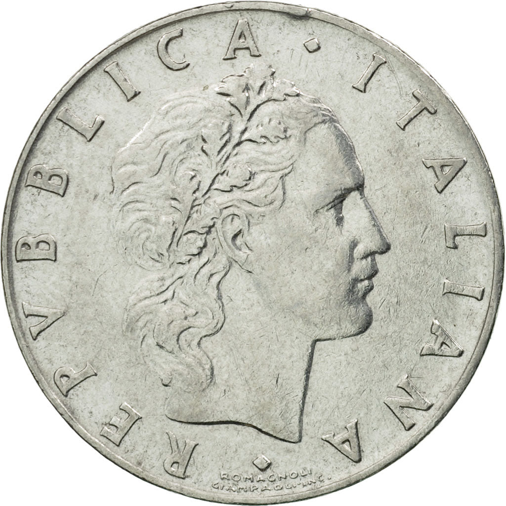 Moneta, Włochy, 50 Lire, 1969, Rome, EF(40-45), Stal nierdzewna, KM:95.1