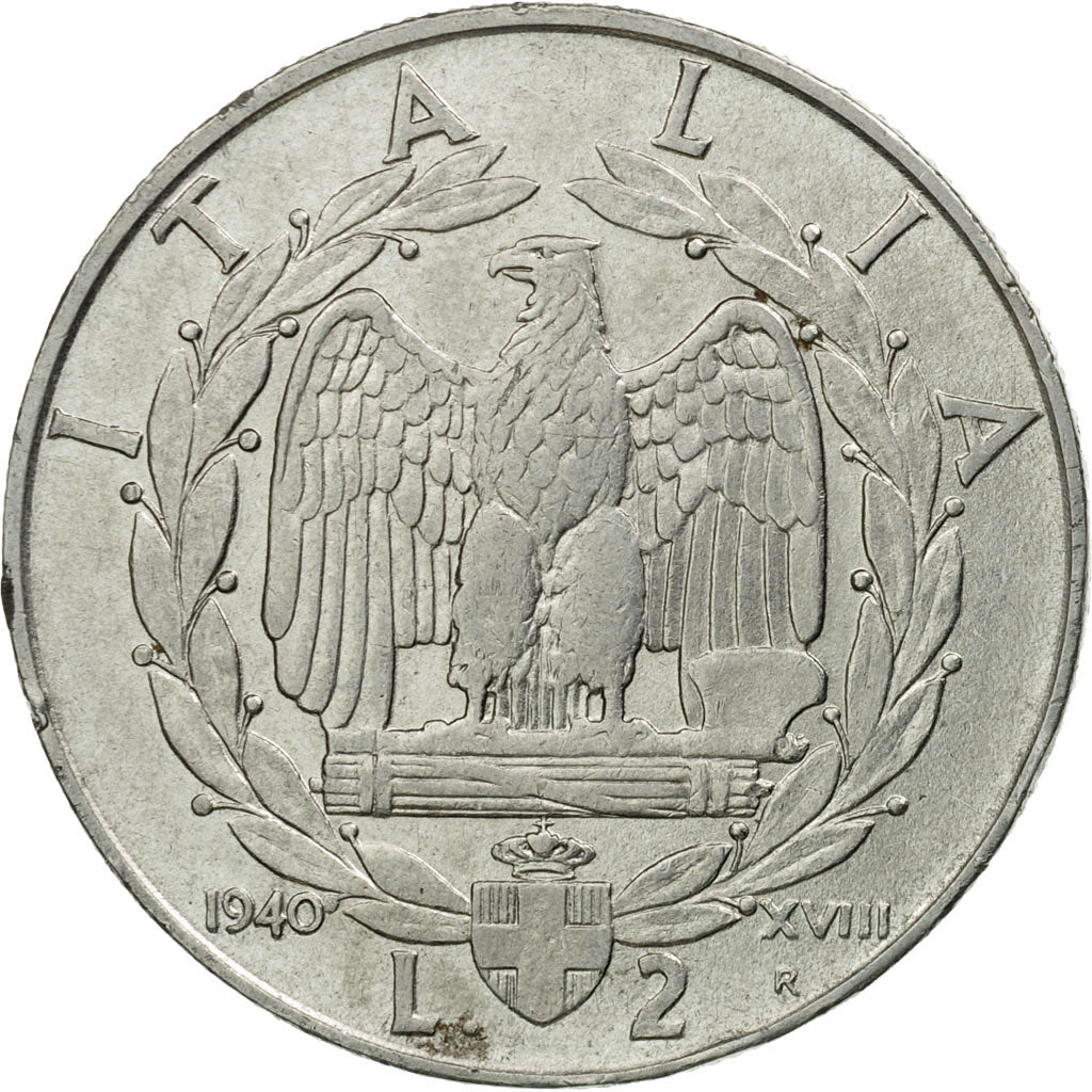 Coin, Italy, Vittorio Emanuele III, 2 Lire, 1940, Rome, EF(40-45), Stainless