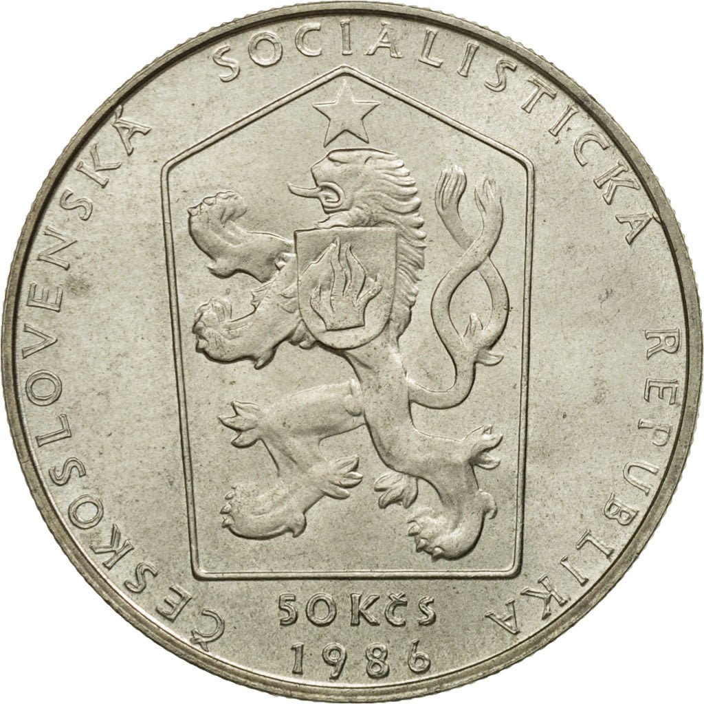 Coin, Czechoslovakia, 50 Korun, 1986, MS(63), Silver, KM:121