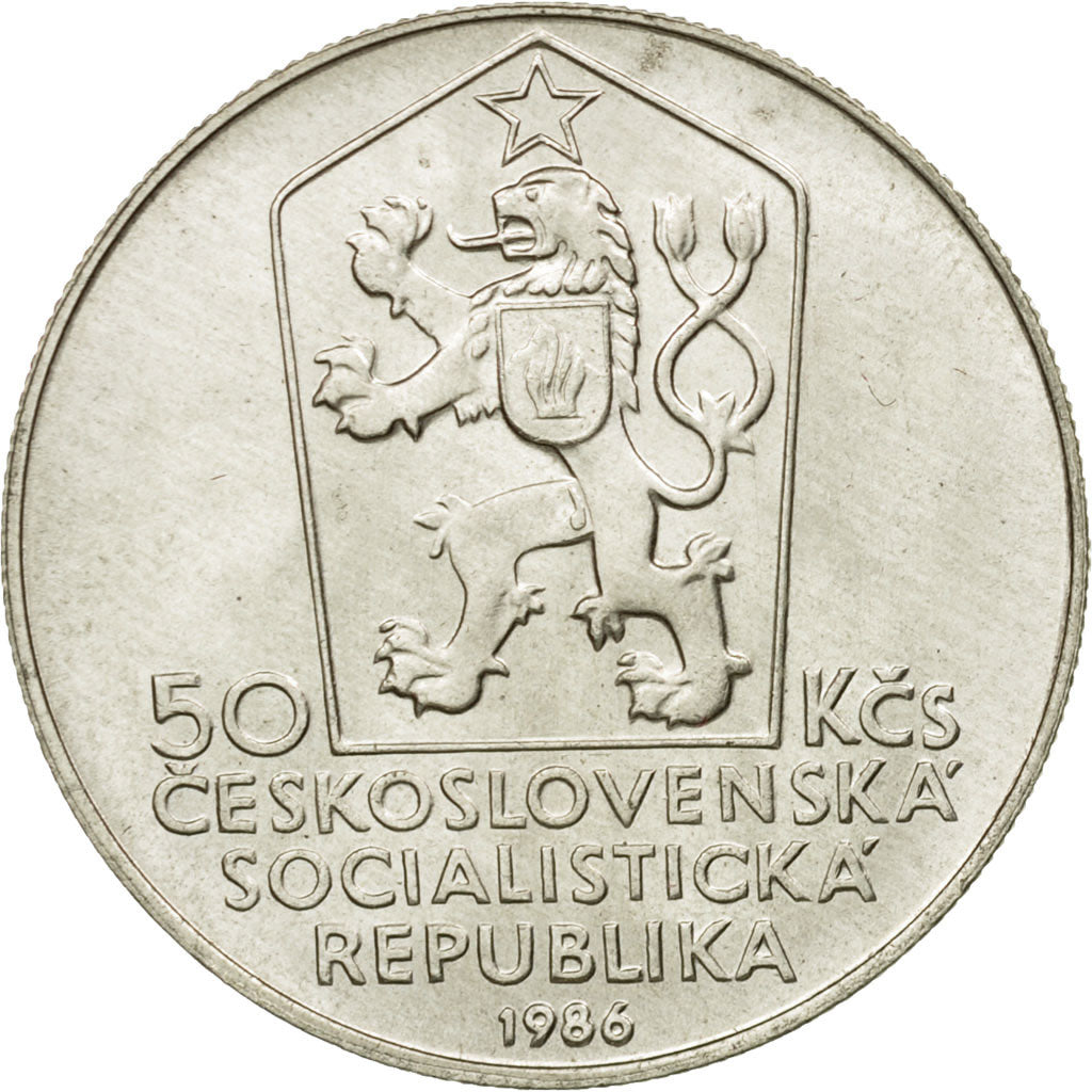 Coin, Czechoslovakia, 50 Korun, 1986, MS(63), Silver, KM:122