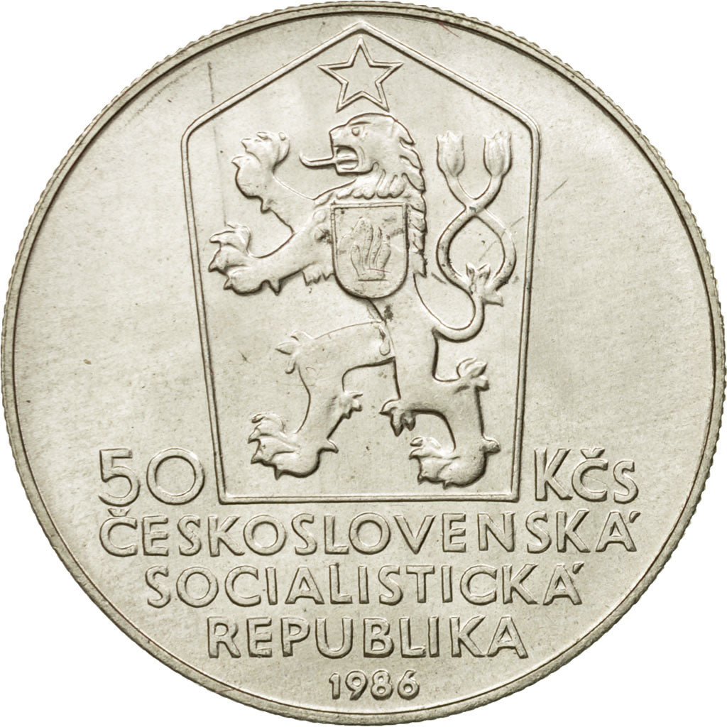 Coin, Czechoslovakia, 50 Korun, 1986, MS(63), Silver, KM:122