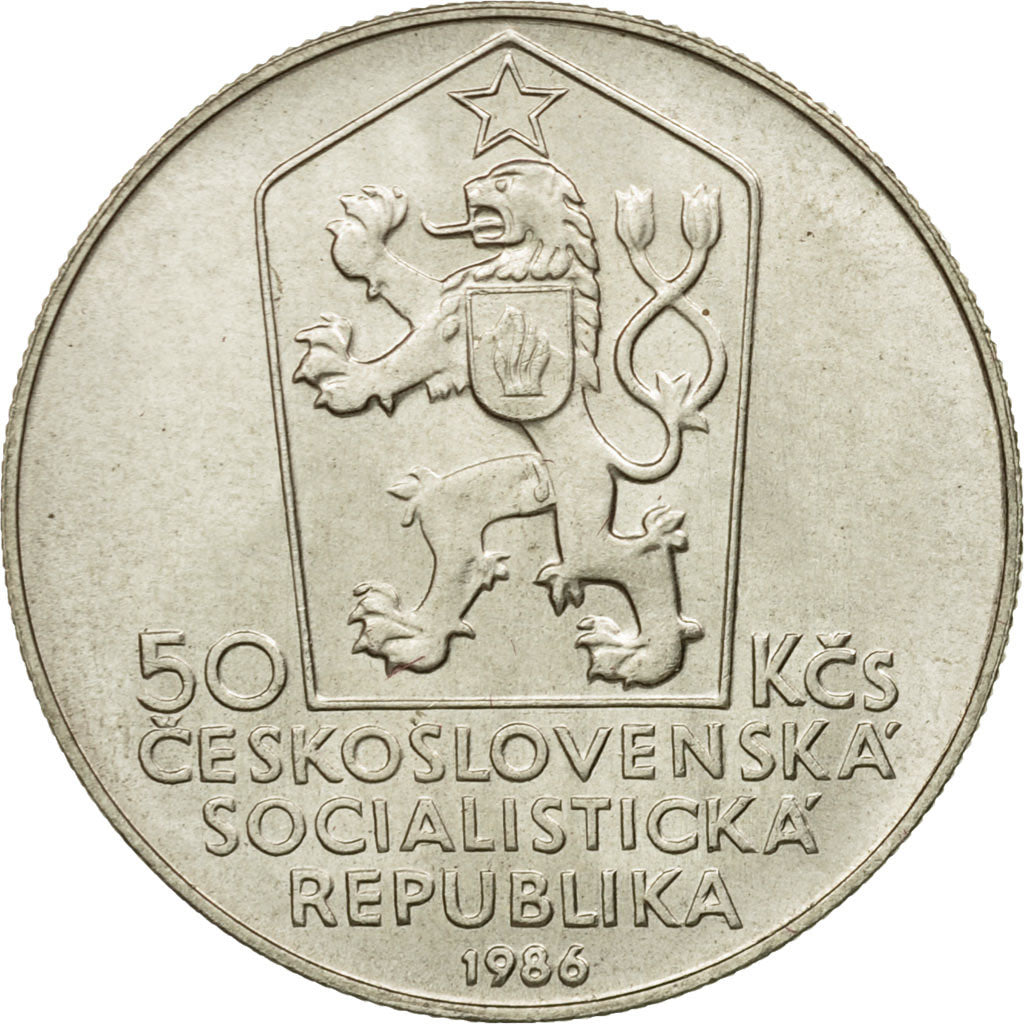 Coin, Czechoslovakia, 50 Korun, 1986, MS(63), Silver, KM:122