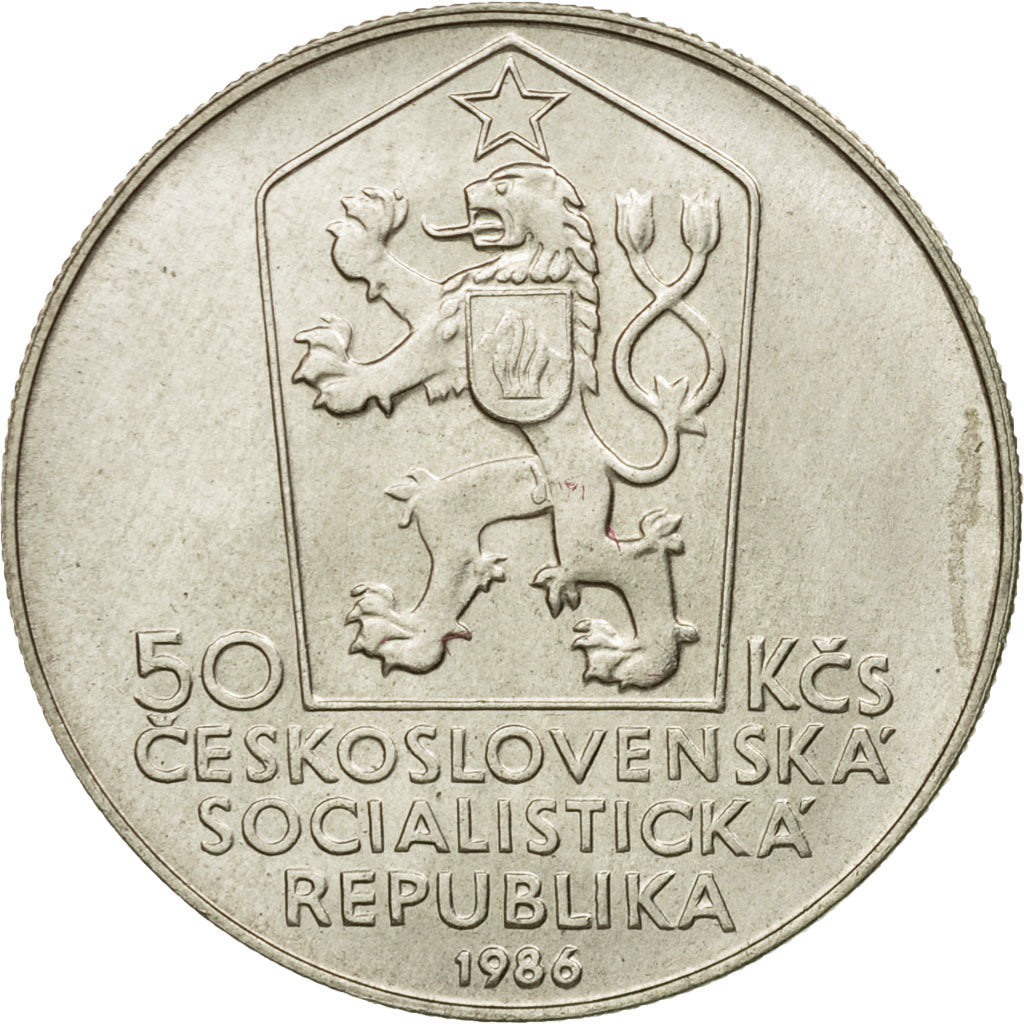 Coin, Czechoslovakia, 50 Korun, 1986, MS(63), Silver, KM:122