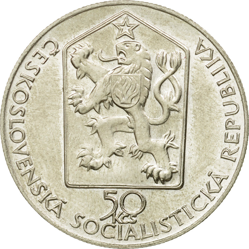Coin, Czechoslovakia, 50 Korun, 1989, MS(63), Silver, KM:133