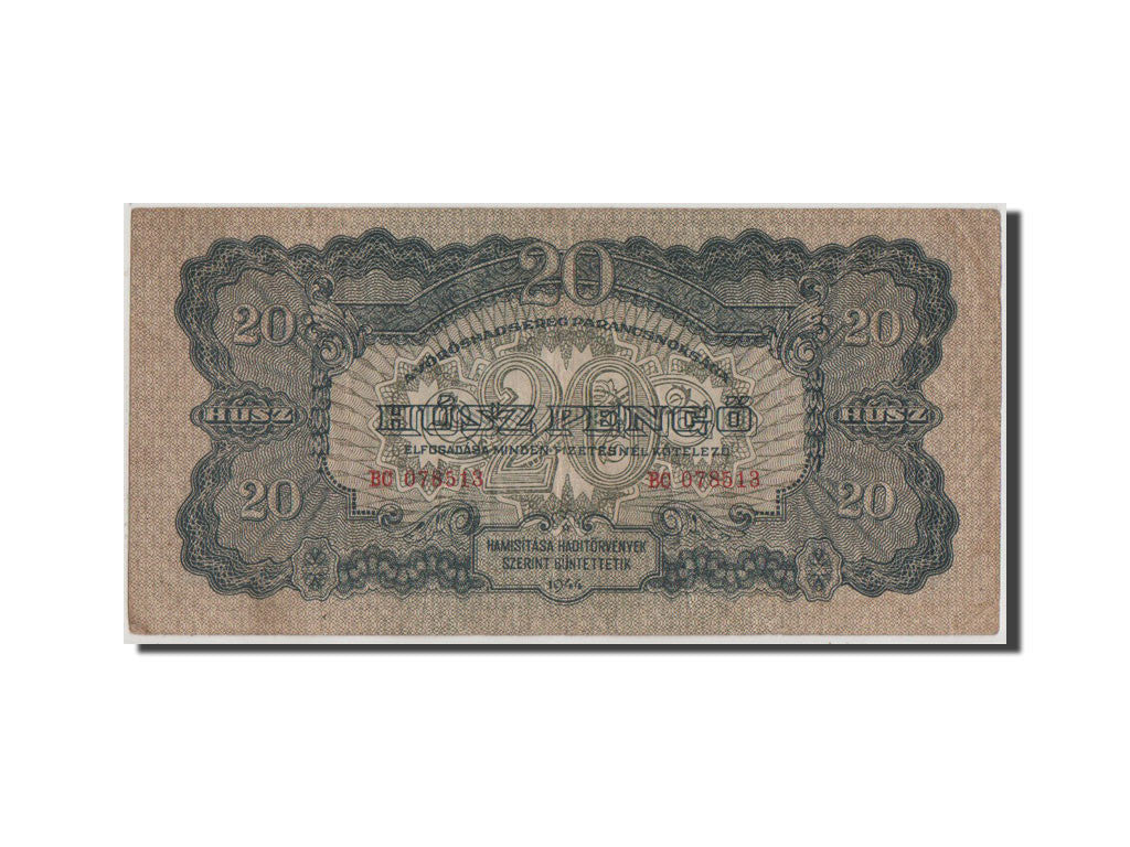 Banconote, Ungheria, 20 Pengö, 1944, BB