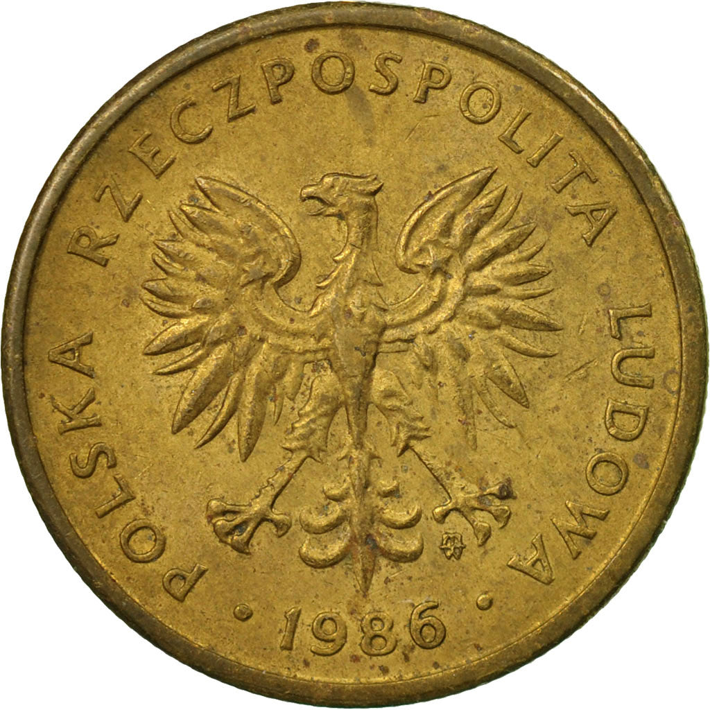 Coin, Poland, 2 Zlote, 1986, Warsaw, EF(40-45), Brass, KM:80.2