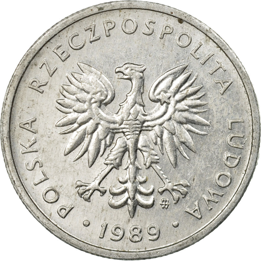 Moneta, Polonia, 5 Zlotych, 1989, Warsaw, BB, Alluminio, KM:81.3