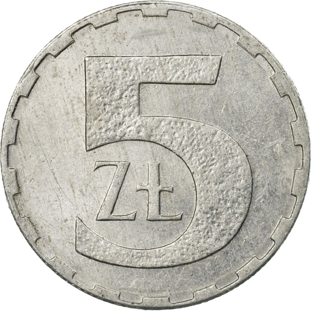 Moneta, Polonia, 5 Zlotych, 1989, Warsaw, BB, Alluminio, KM:81.3