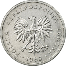 Münze, Polen, 5 Zlotych, 1989, Warsaw, SS, Aluminium, KM:81.3