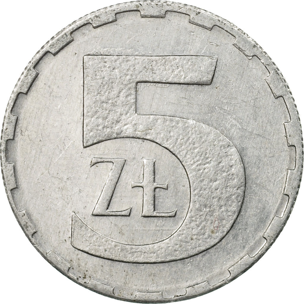 Münze, Polen, 5 Zlotych, 1989, Warsaw, SS, Aluminium, KM:81.3
