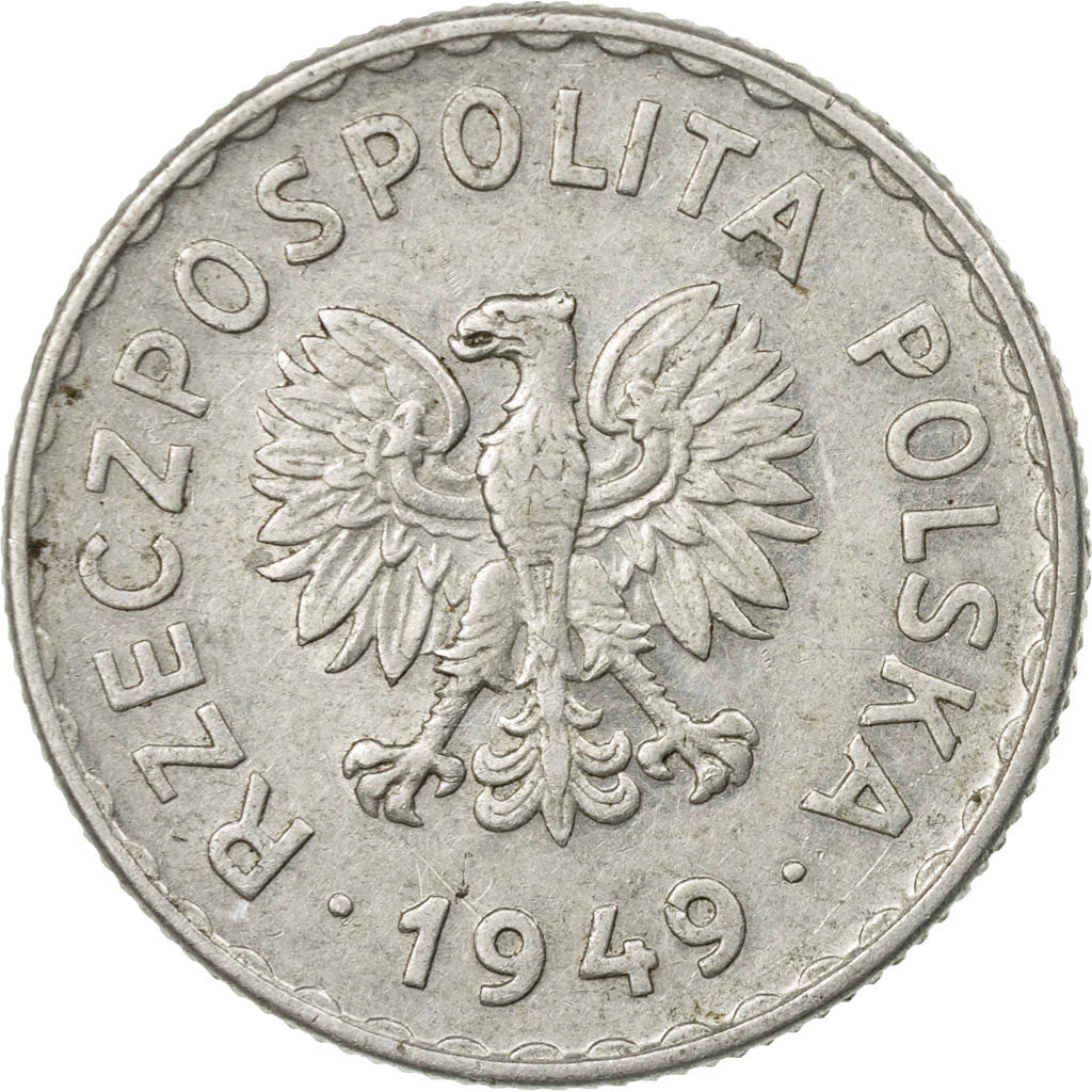 Coin, Poland, Zloty, 1949, Warsaw, EF(40-45), Aluminum, KM:45a