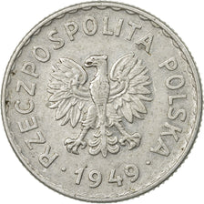 Coin, Poland, Zloty, 1949, Warsaw, EF(40-45), Aluminum, KM:45a