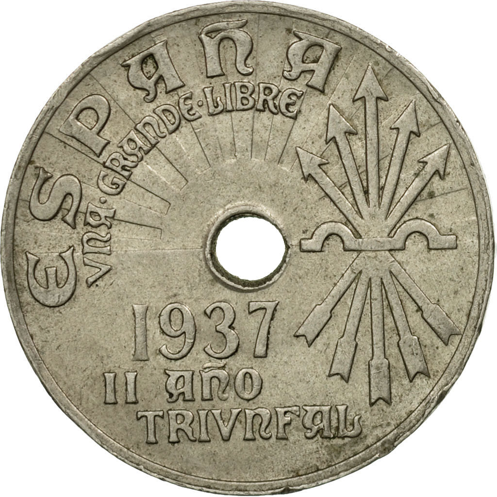 Coin, Spain, 25 Centimos, 1937, Vienna, EF(40-45), Copper-nickel, KM:753