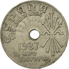 Coin, Spain, 25 Centimos, 1937, Vienna, EF(40-45), Copper-nickel, KM:753