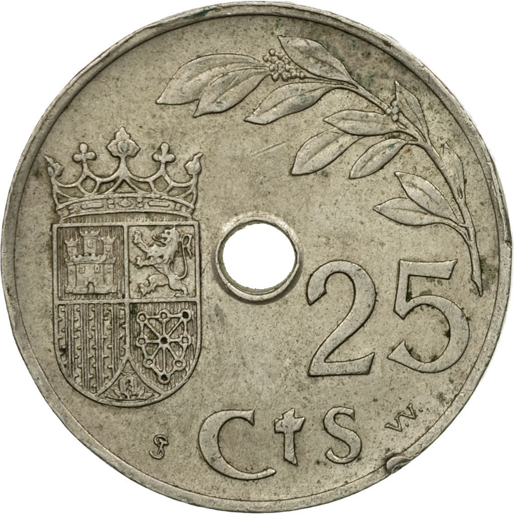 Coin, Spain, 25 Centimos, 1937, Vienna, EF(40-45), Copper-nickel, KM:753