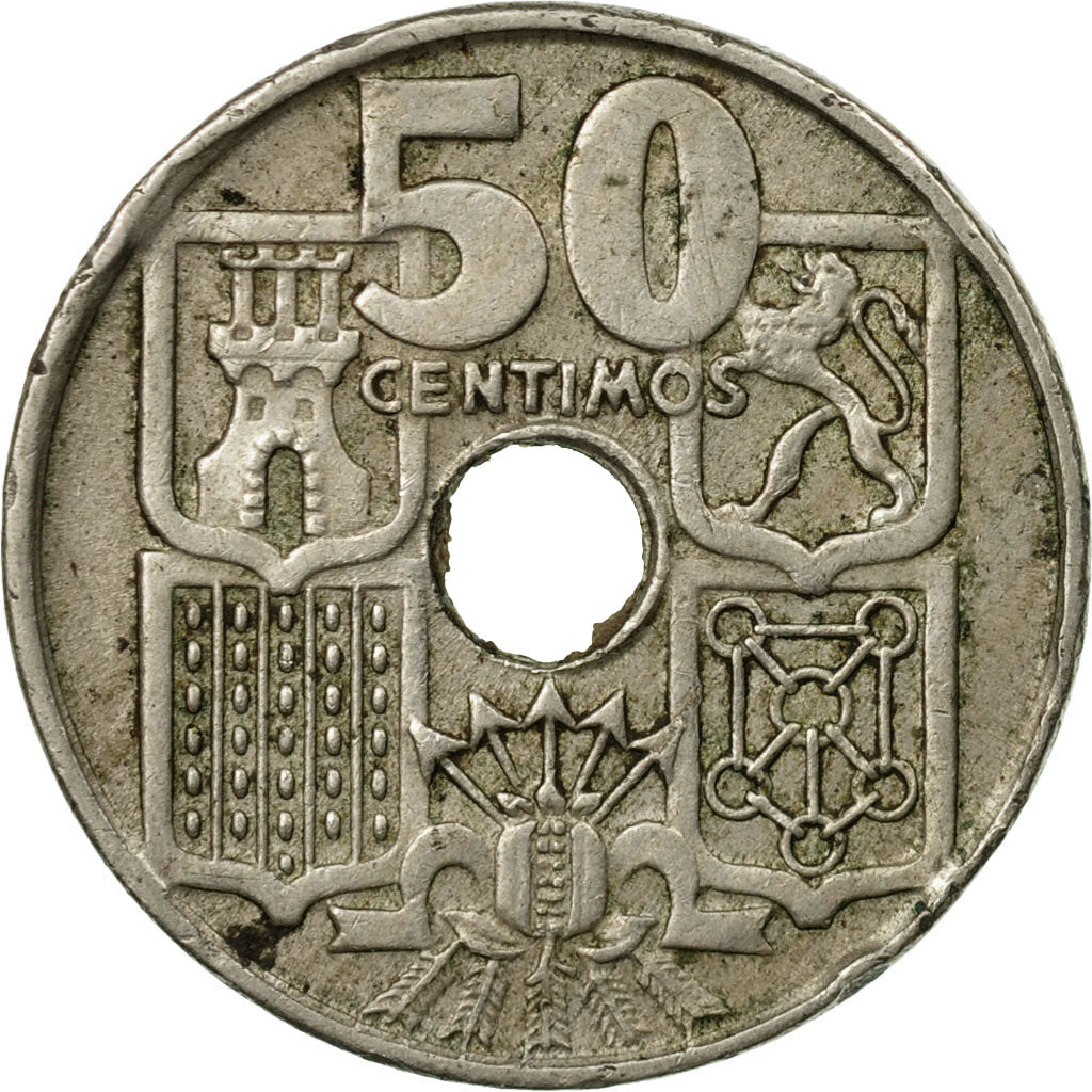 Coin, Spain, Francisco Franco, caudillo, 50 Centimos, 1954, EF(40-45)