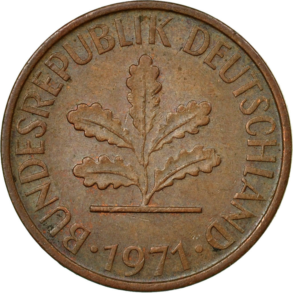 Coin, GERMANY - FEDERAL REPUBLIC, Pfennig, 1971, Munich, EF(40-45), Copper