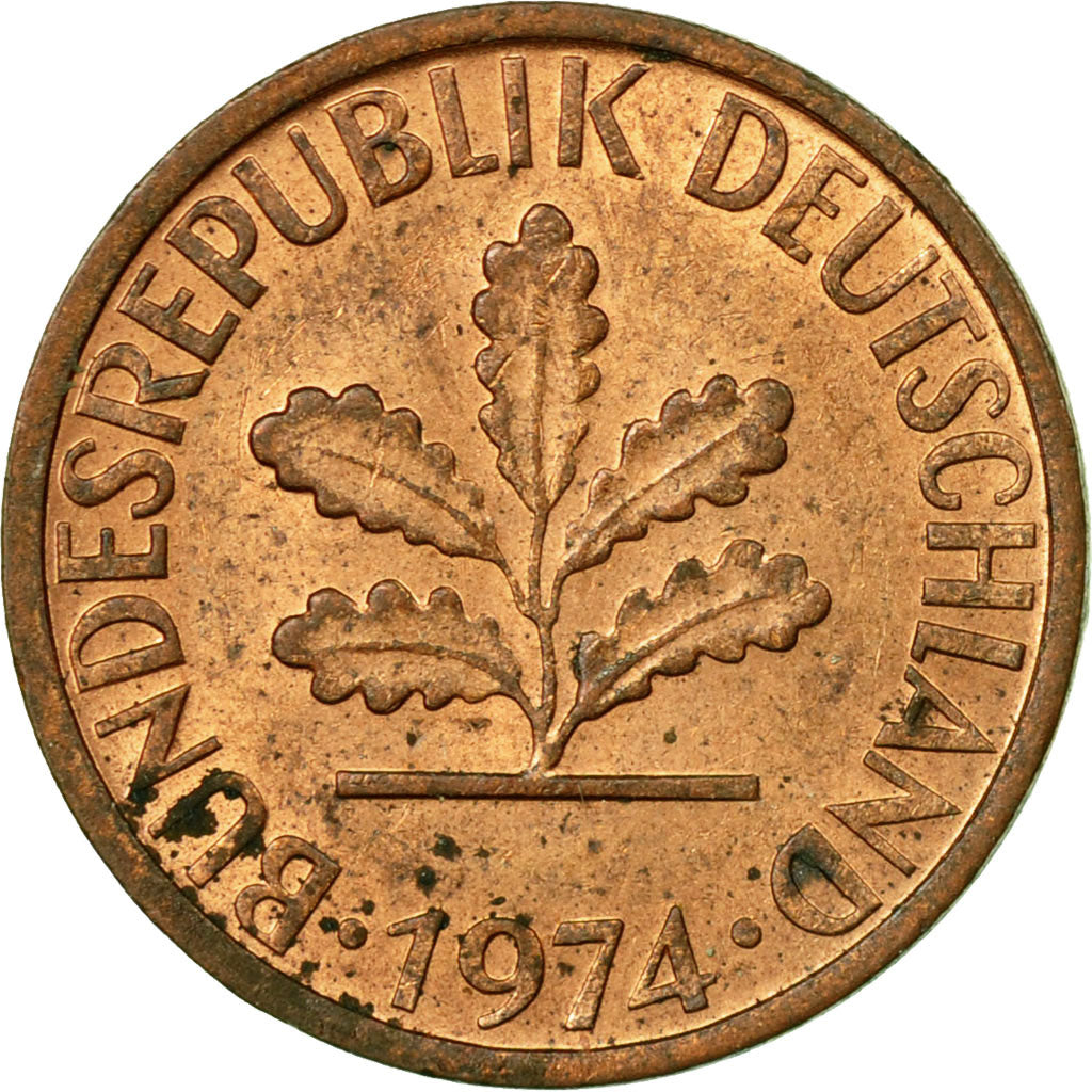 Munten, Federale Duitse Republiek, Pfennig, 1974, Munich, ZF, Copper Plated