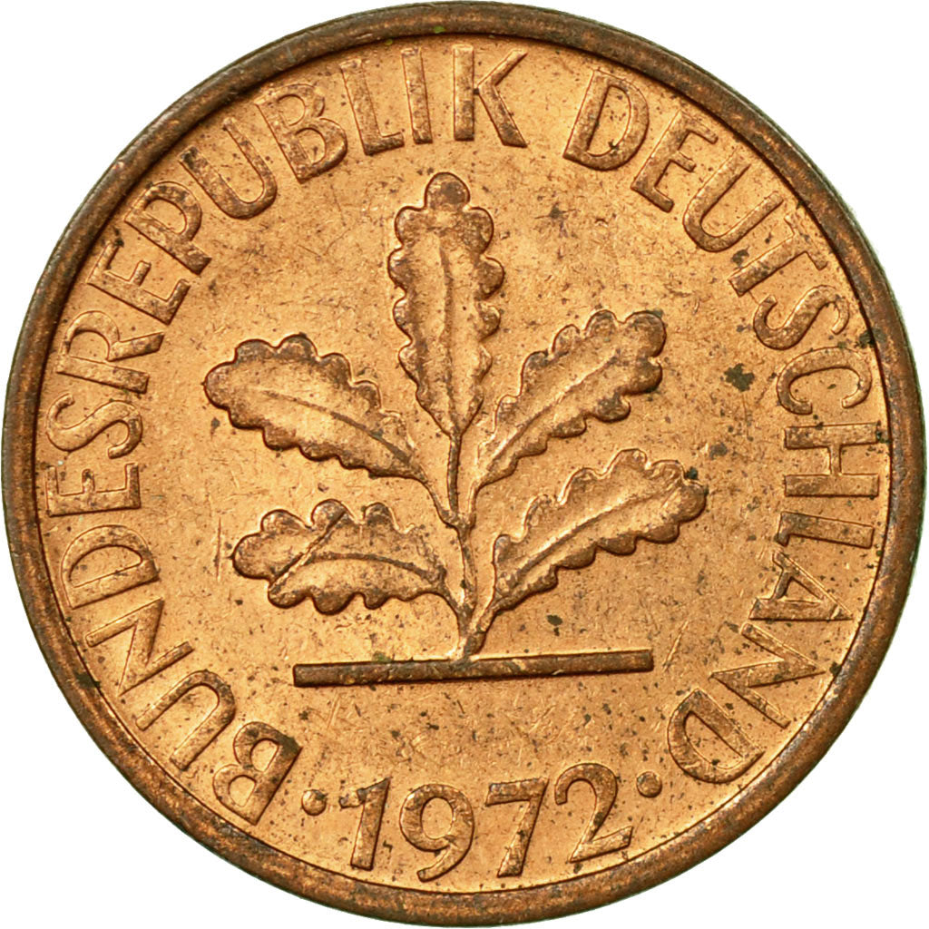 Coin, GERMANY - FEDERAL REPUBLIC, Pfennig, 1972, Munich, EF(40-45), Copper