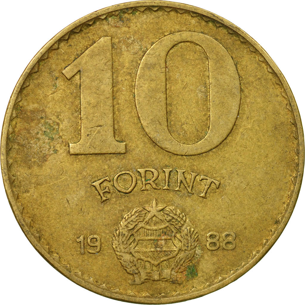 Coin, Hungary, 10 Forint, 1988, EF(40-45), Aluminum-Bronze, KM:636