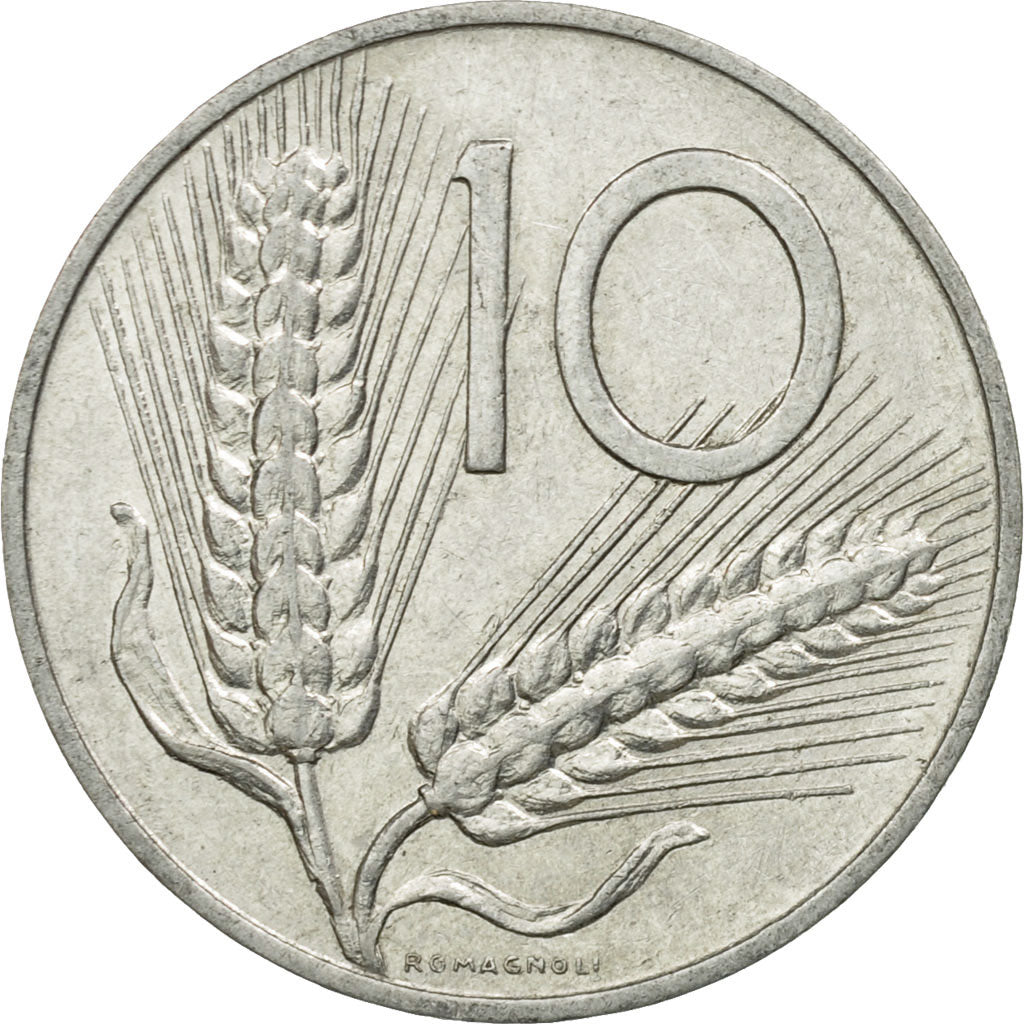 Coin, Italy, 10 Lire, 1971, Rome, EF(40-45), Aluminum, KM:93