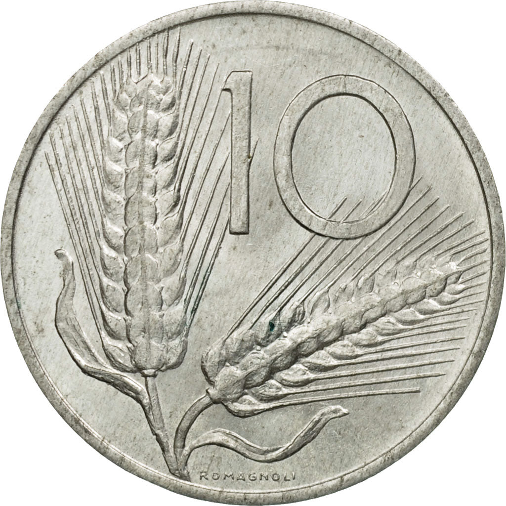 Coin, Italy, 10 Lire, 1968, Rome, EF(40-45), Aluminum, KM:93