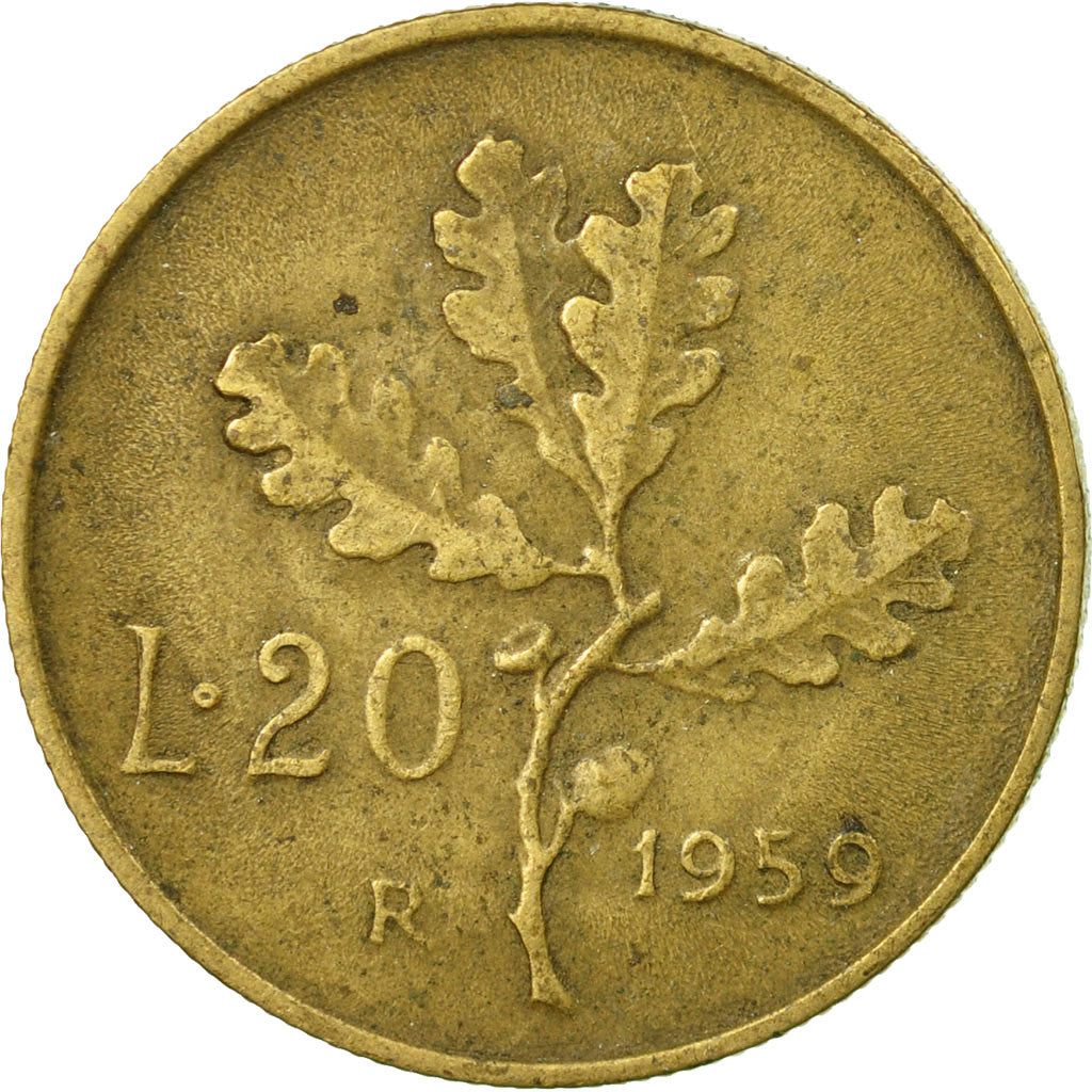 Monnaie, Italie, 20 Lire, 1959, Rome, TTB, Aluminum-Bronze, KM:97.1