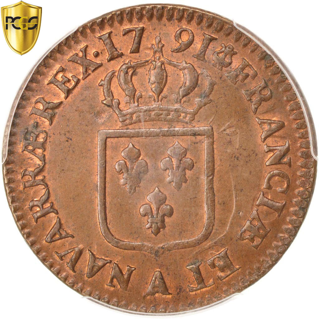 Münze, Frankreich, Louis XVI, Sol ou sou, Sol, 1791, Paris, PCGS, MS63BN, UNZ