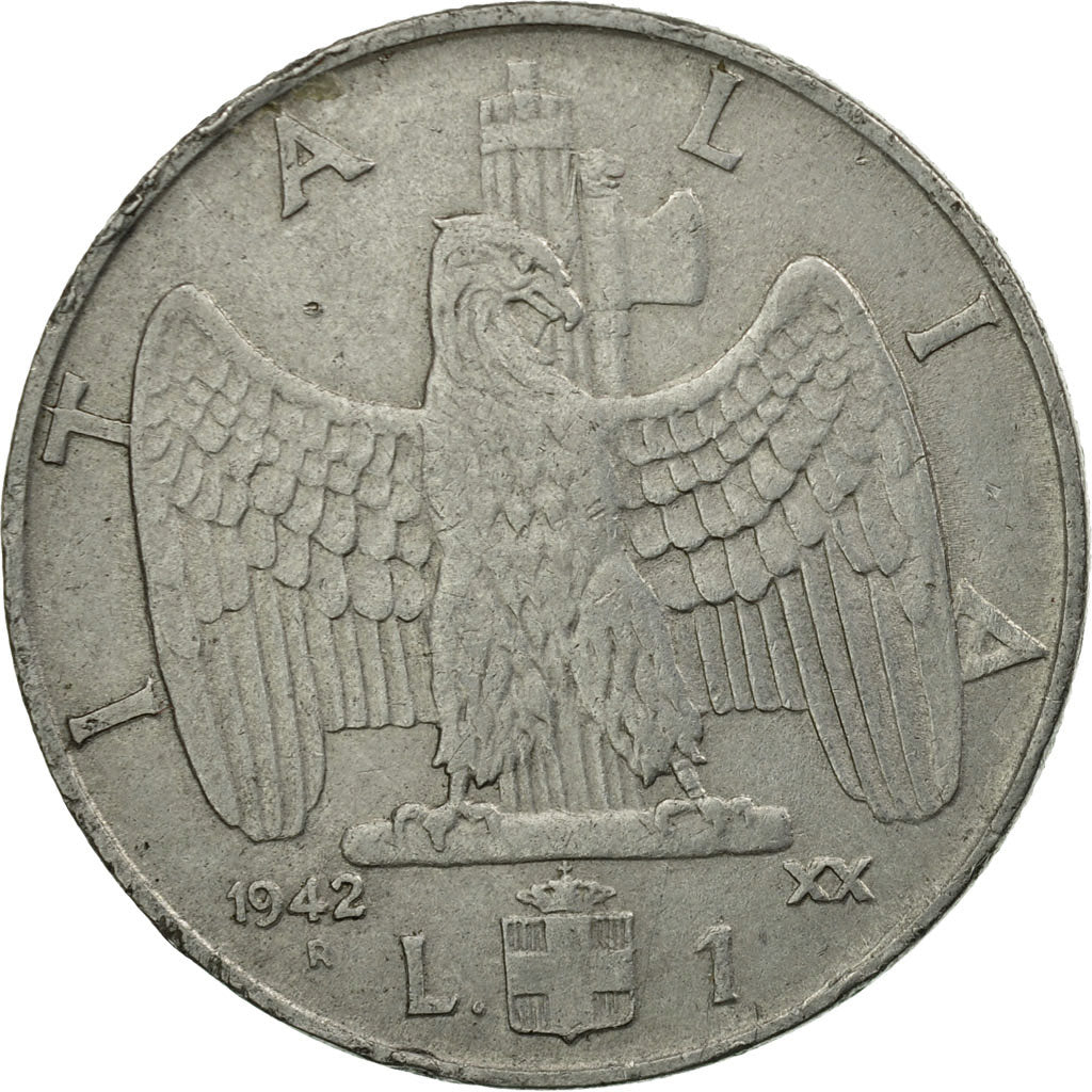 Moneda, Italia, Vittorio Emanuele III, Lira, 1942, Rome, MBC, Acero inoxidable