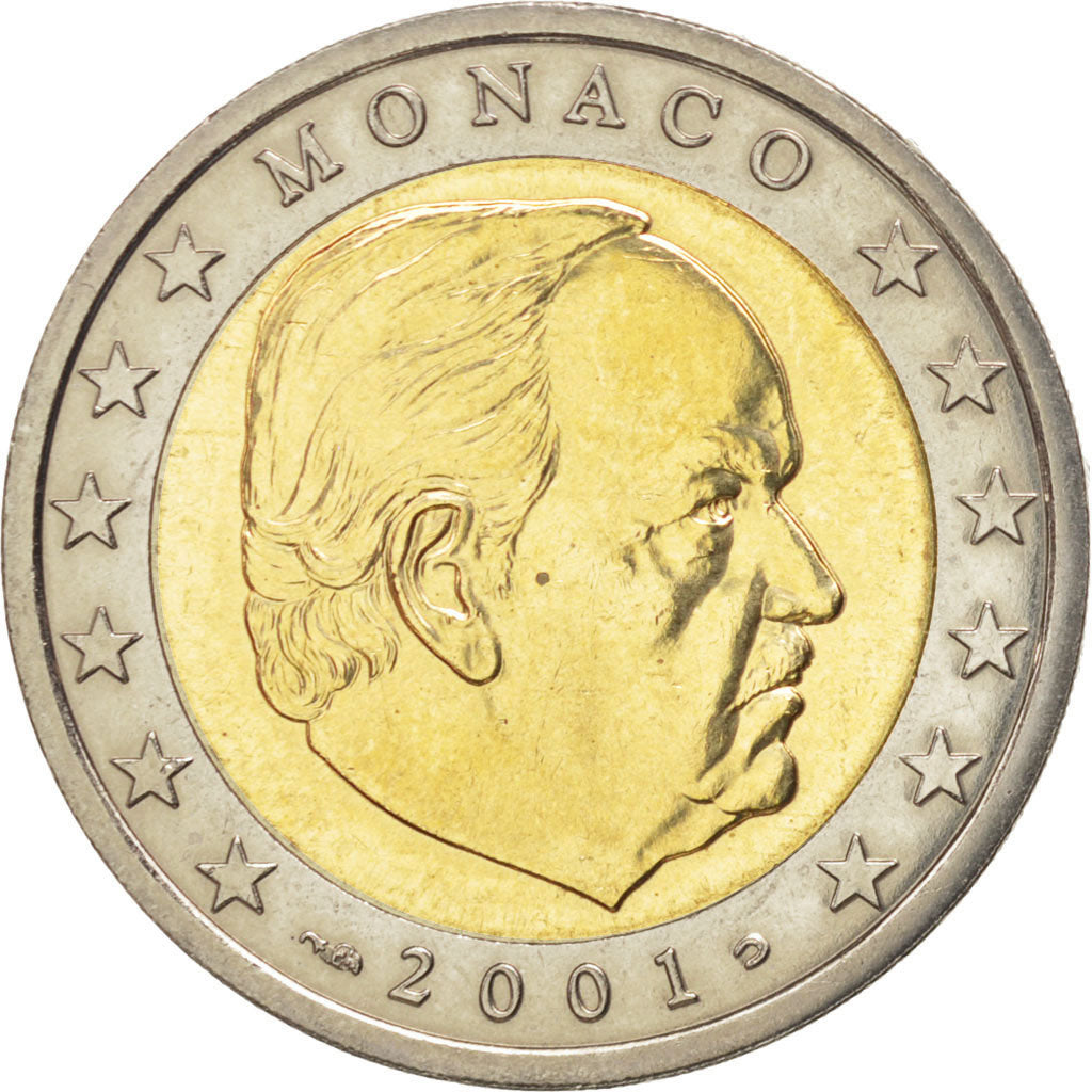 MONACO, 2 Euro, 2001, Paris, KM #186, MS(63), Bi-Metallic, 25.75, 8.44