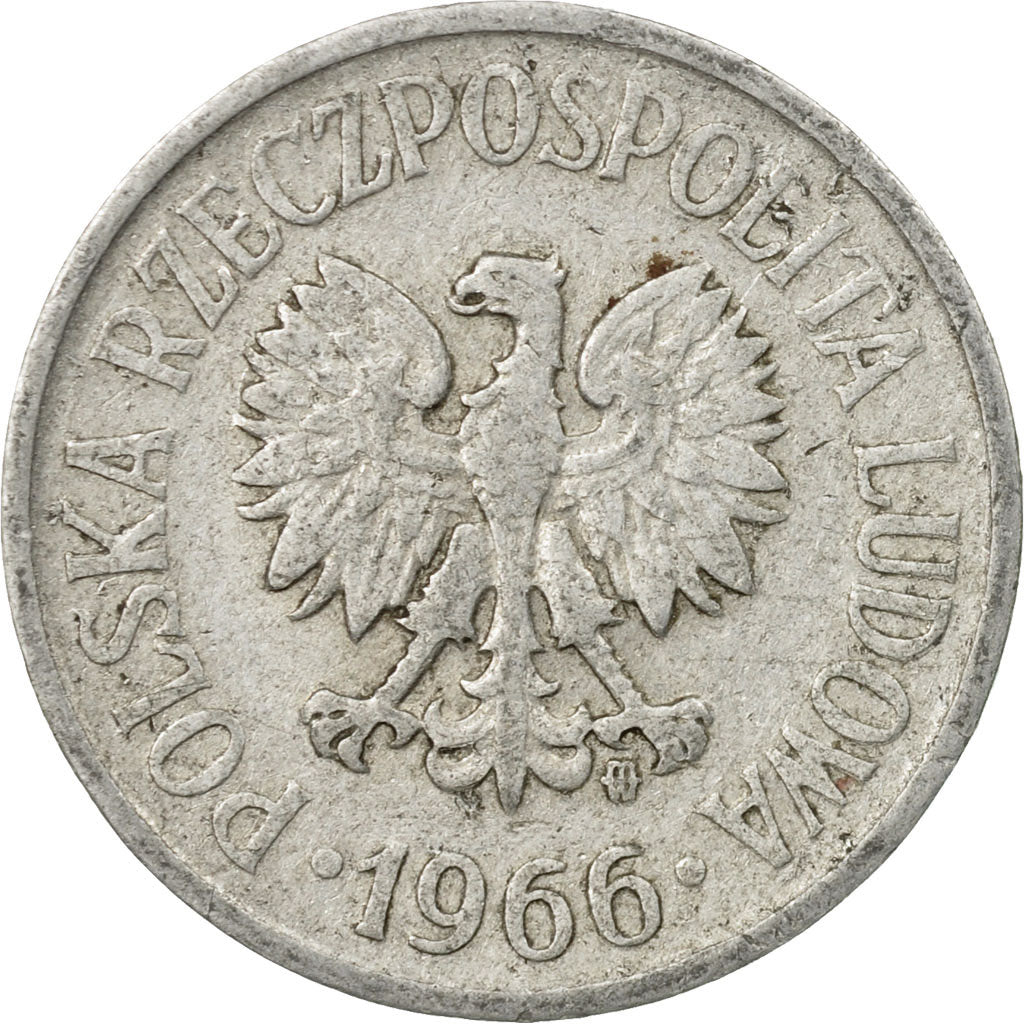 Moneda, Polonia, 20 Groszy, 1966, Warsaw, BC+, Aluminio, KM:A47