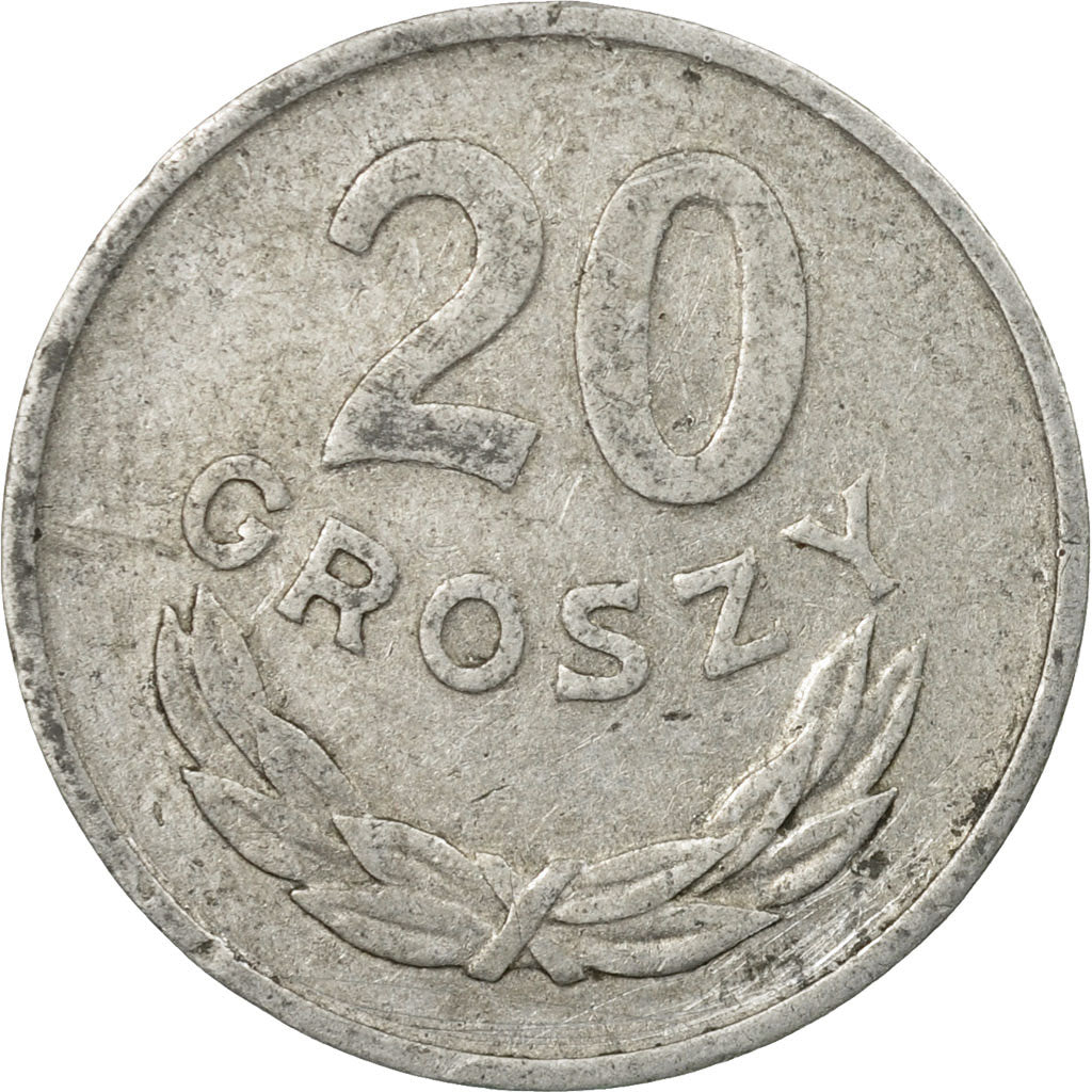 Moneda, Polonia, 20 Groszy, 1966, Warsaw, BC+, Aluminio, KM:A47
