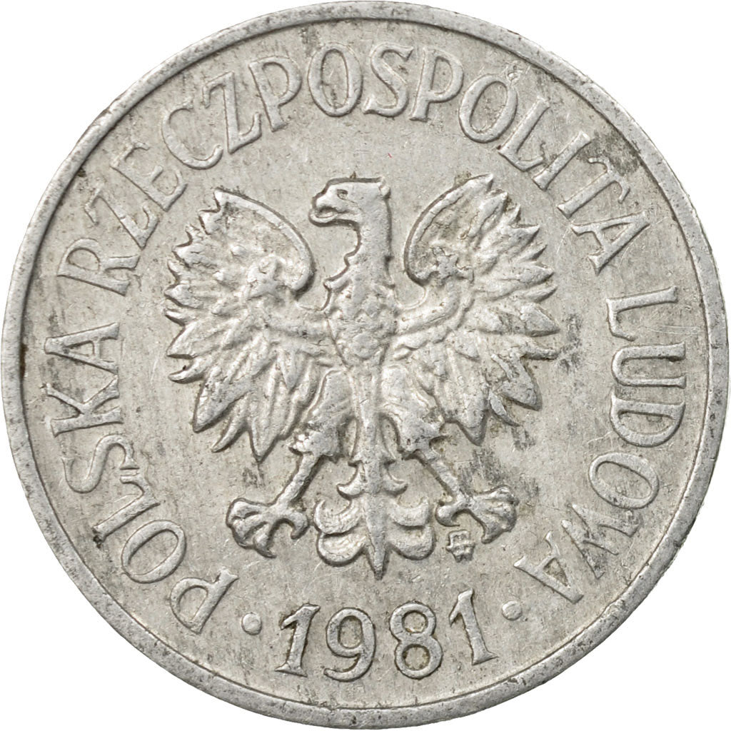 Coin, Poland, 20 Groszy, 1981, Warsaw, VF(30-35), Aluminum, KM:A47