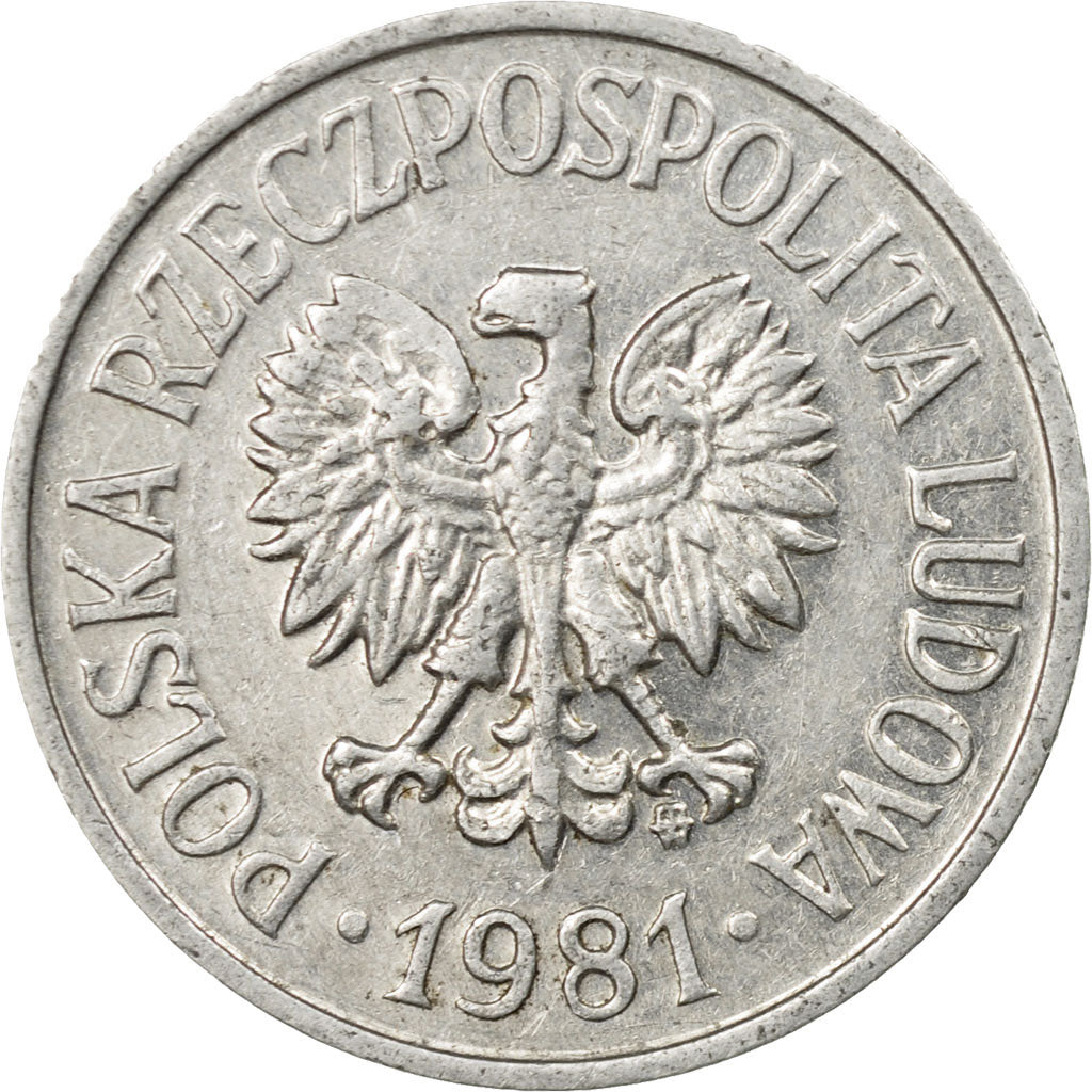 Coin, Poland, 20 Groszy, 1981, Warsaw, EF(40-45), Aluminum, KM:A47