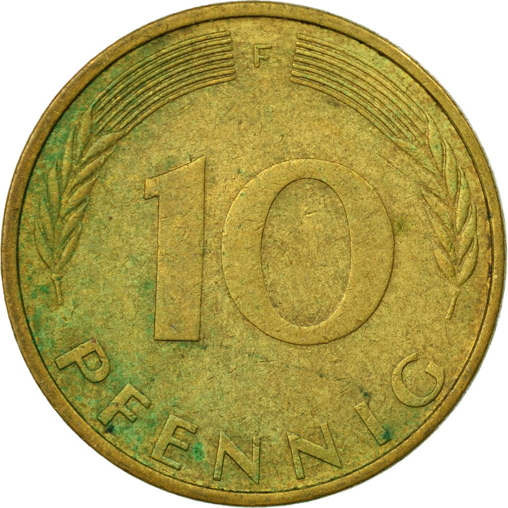 Moneta, Niemcy - RFN, 10 Pfennig, 1974, Stuttgart, EF(40-45), Mosiądz powlekany