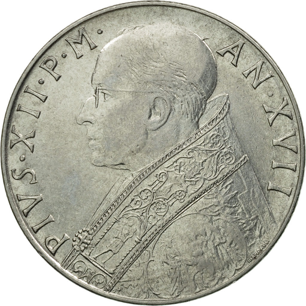 Moneta, CITTÀ DEL VATICANO, Pius XII, 100 Lire, 1955, Roma, BB, Acciaio