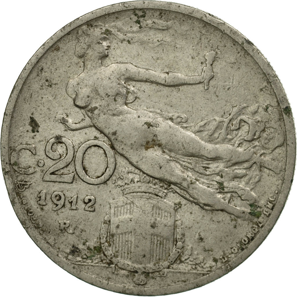 Moneda, Italia, Vittorio Emanuele III, 20 Centesimi, 1912, Rome, MBC, Níquel