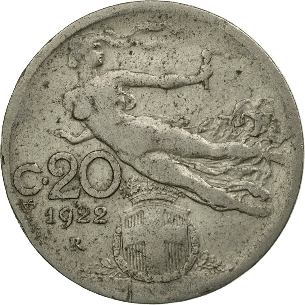 Coin, Italy, Vittorio Emanuele III, 20 Centesimi, 1922, Rome, VF(30-35), Nickel